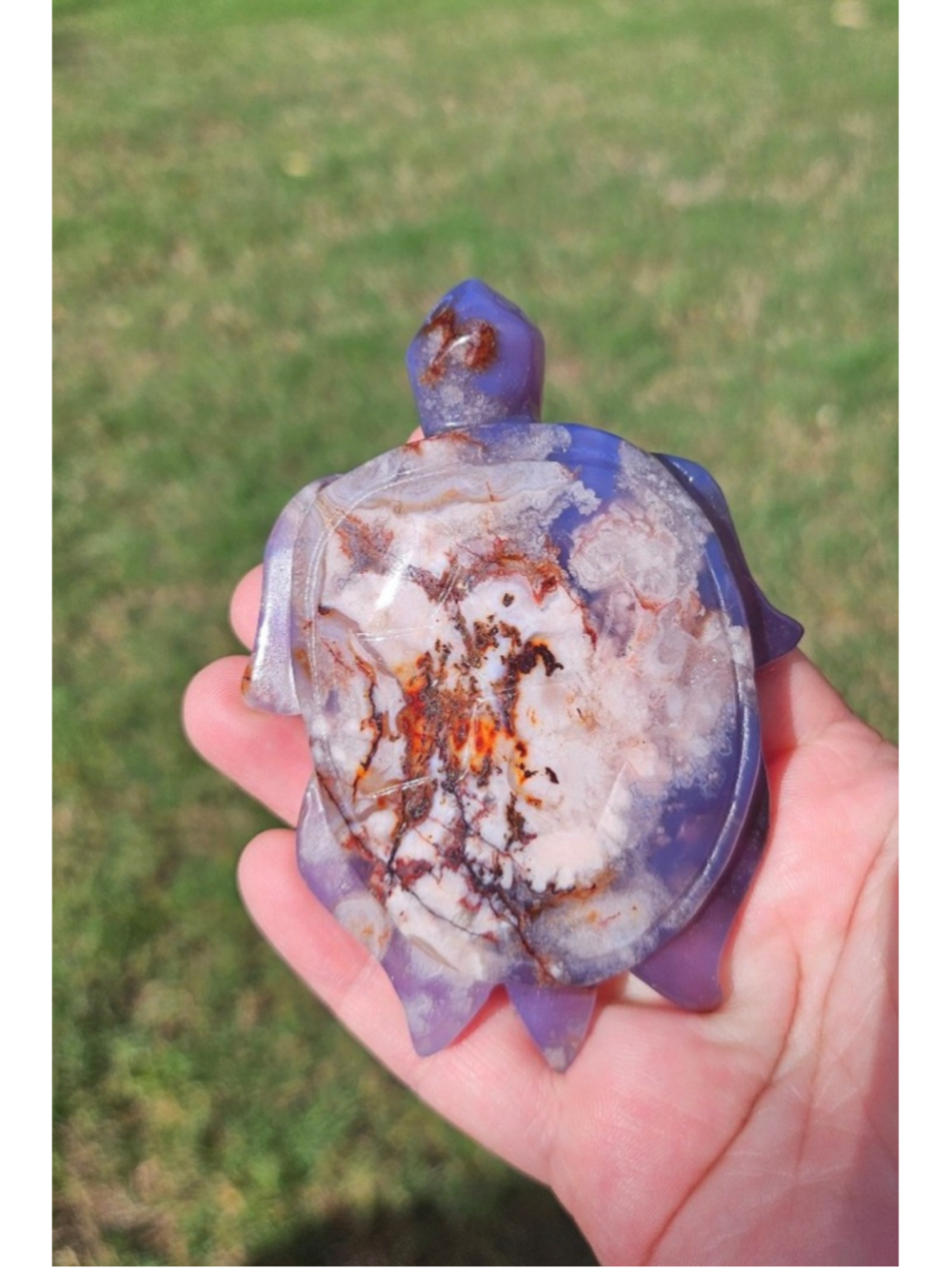 blue flower agate turtle 3.8 in
